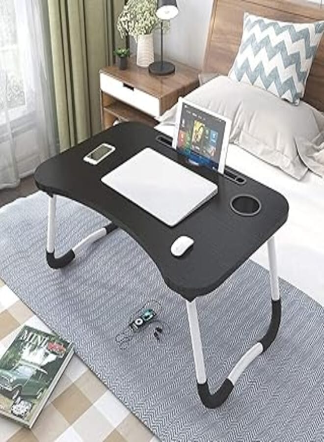 OR Laptop Bed Desk,Portable Foldable Tray Table Notebook Stand With Cup Holder For Bed/Couch/Sofa Working, Reading（Bk-2）