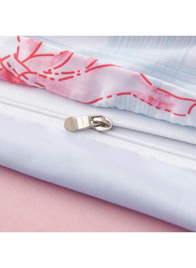 Bildenly Twin Size Duvet Cover - Blue Plaid Pink Bowknot Comforter Cover Soft & Lightweight Microfiber Quilt Cover with Zipper Closure and 1 Pillowcase - Image 5