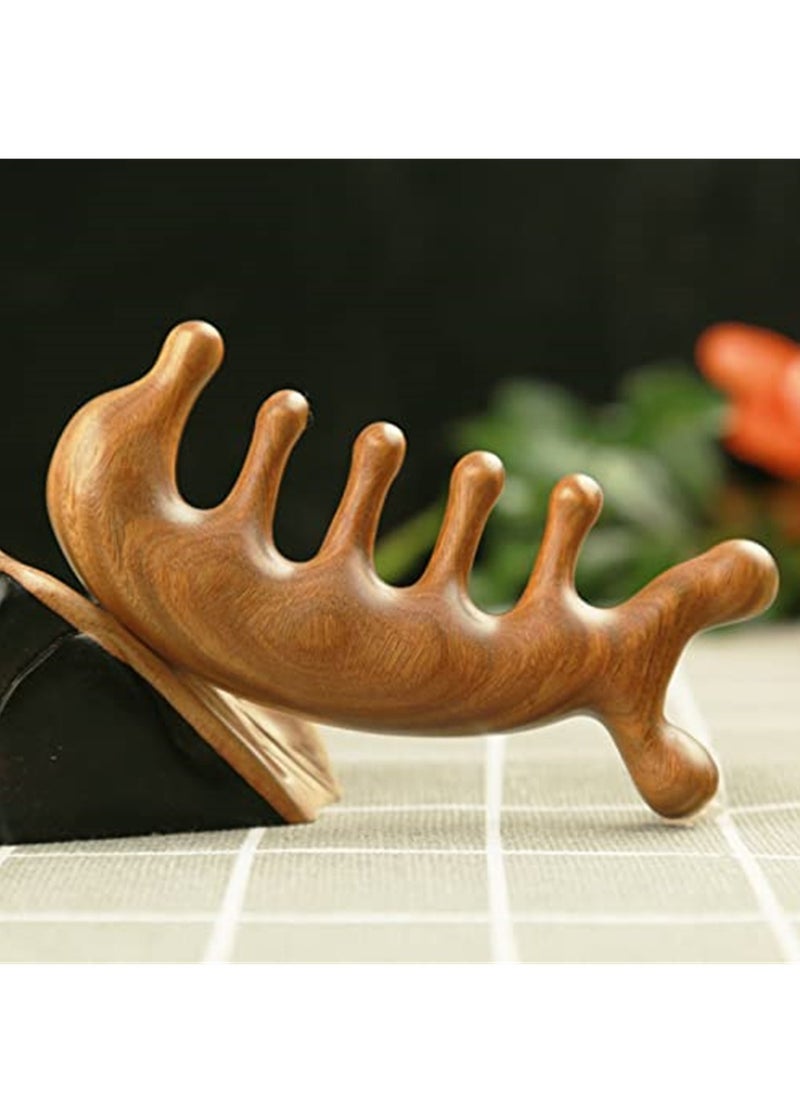 SYOSI Green Sandalwood Multifunctional Massage Comb, Head Massage Comb, Wooden Massage Comb, Gua Sha Scraping Scalp and Hair Massage, Scalp Stimulator, Facial Body Massager  - Image 5