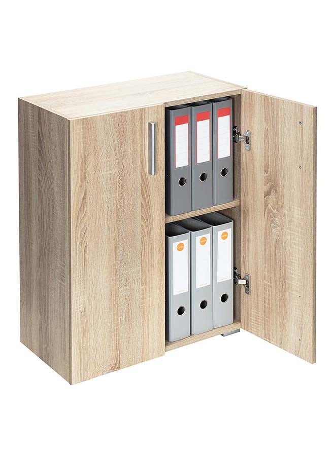 Bookcase Vela 2 Compartments Bookshelf With Doors Wooden Storage Rack Modern Shelving Books Stand Shelf Any Room Office 77 x 60 x 31 cm Oak -- Oak With Door -- 77 x 60 x 31 cm