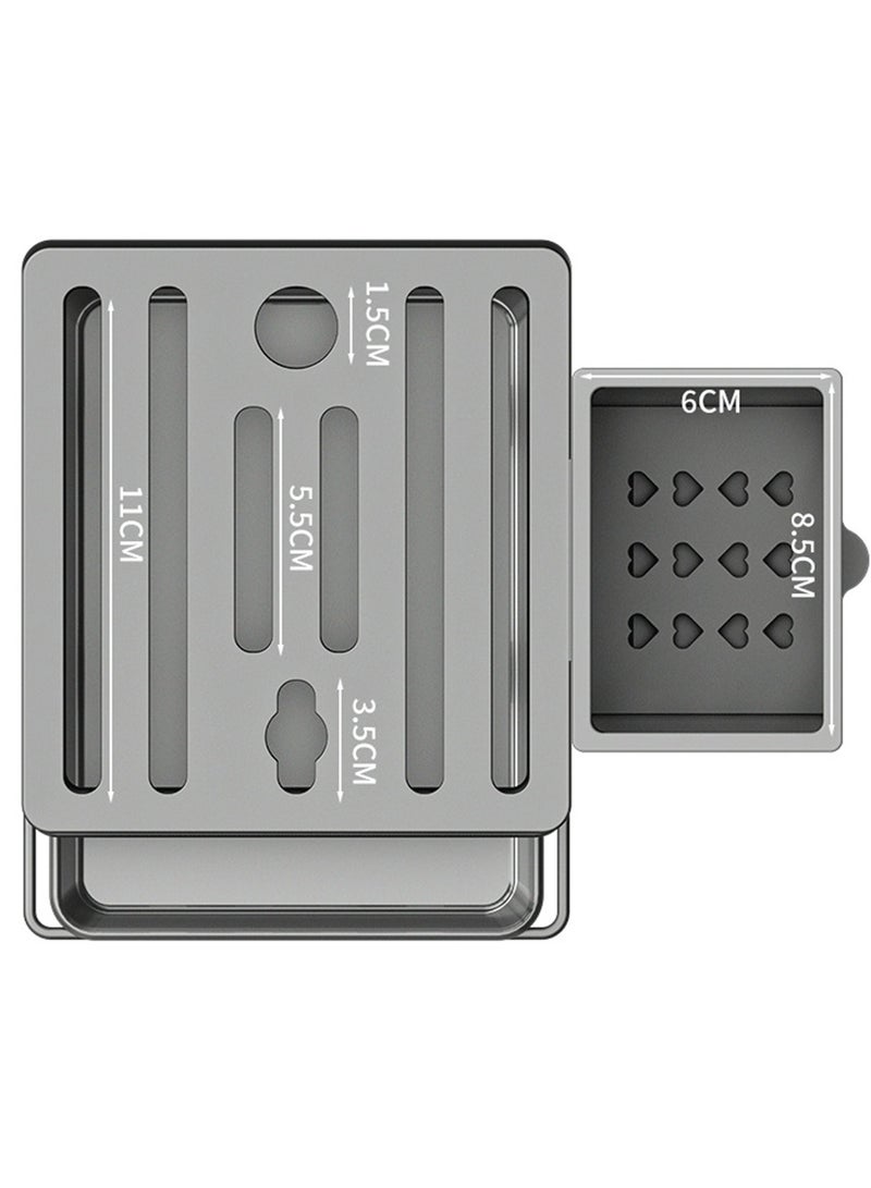 Stainless Steel Kitchen Knife Rack,Universal Knife Block Holder, 7 Slot Universal Knife Holder Countertop,2 Multi-Functional Storage Rack,Butcher Block Knife Storage Organizer For Kitchen,Water Tray,Wall Mounted Kitchen Stand,Spoon Chopstick Tableware Knife Storage Holder,Wall Mounted Storage Rack  - Image 3