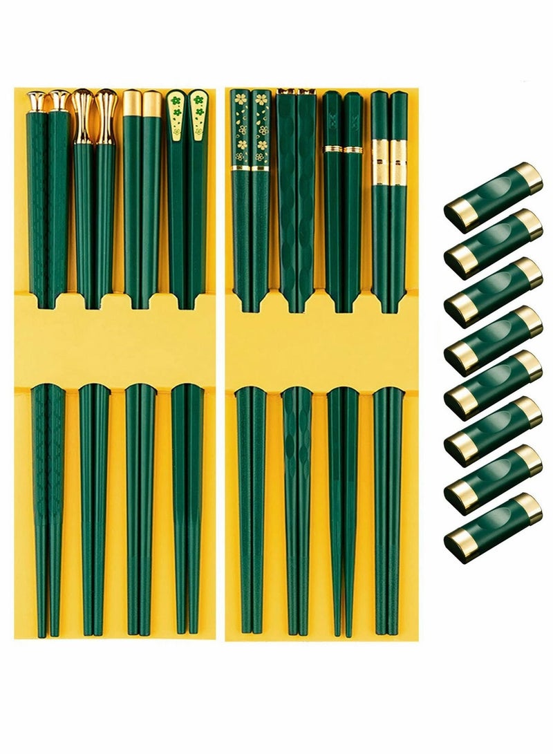 Y&D 8 Pairs Chopsticks Reusable Chinese Fiberglass with Holder, Non-Slip For Beginners, Food & Cooking  - Image 1
