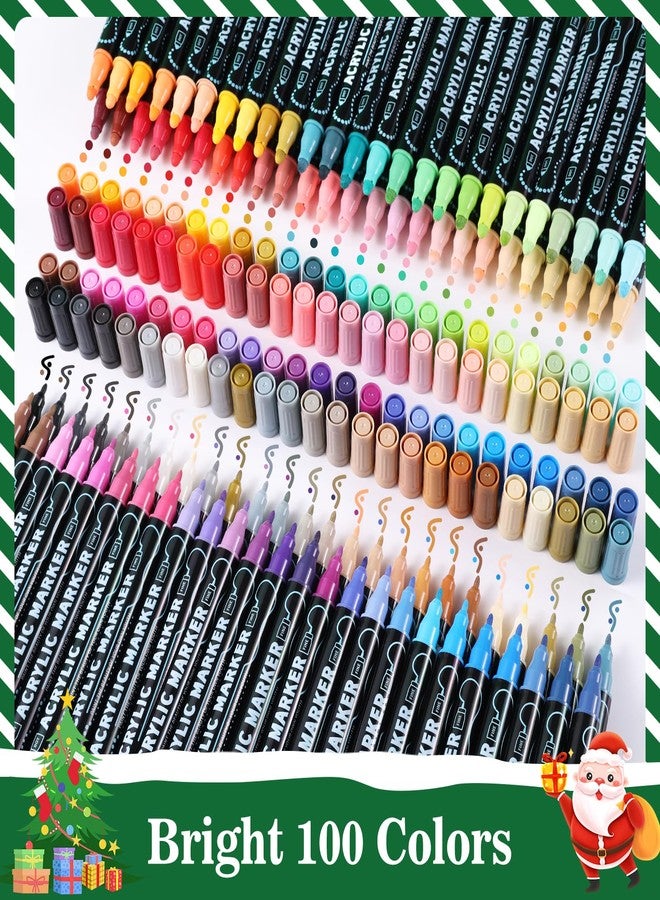 nauets 100 Colors Waterproof Dual Tip Acrylic Paint Pens, Dot & Fine Tip Premium Coloring Drawing Markers Set for Wood, Rock, Canvas, Glass, Ceramic Surfaces and DIY Crafts Making Art Supplies - Image 4