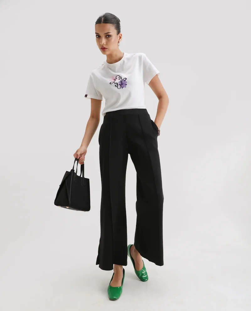Rareism Women's Solid Straight Fit Trouser