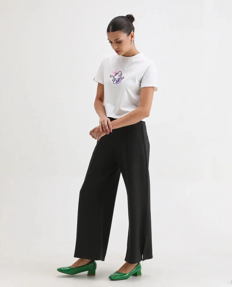 Rareism Women's Solid Straight Fit Trouser
