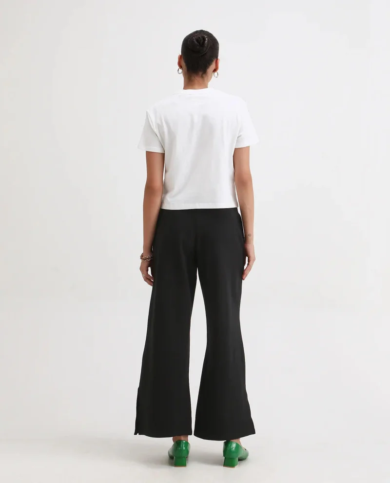 Rareism Women's Solid Straight Fit Trouser