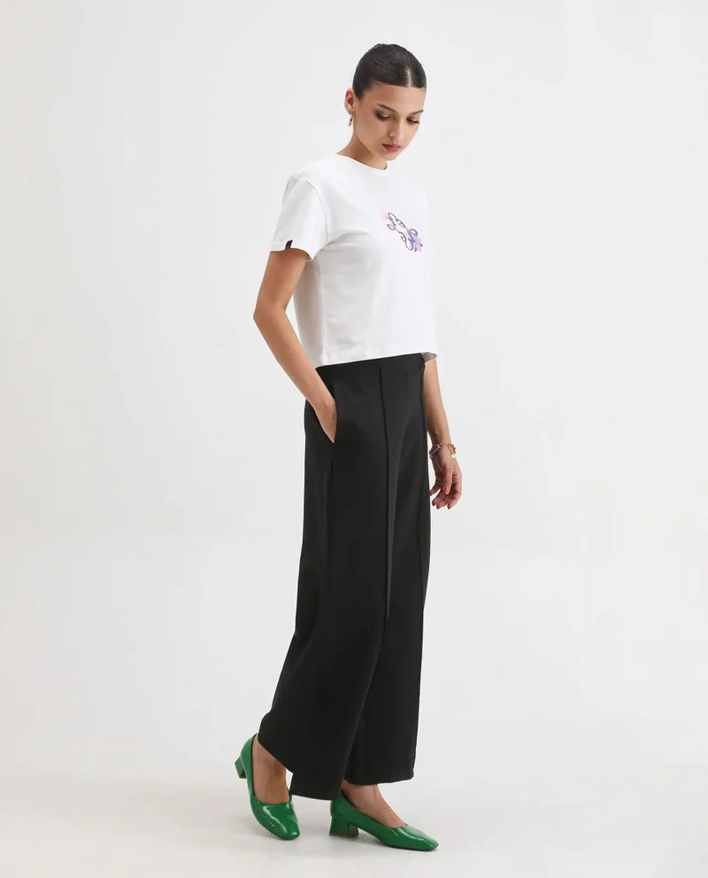 Rareism Women's Solid Straight Fit Trouser