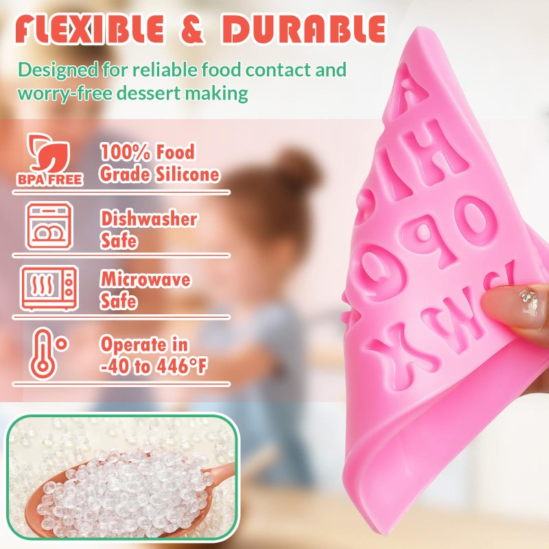 HKNMTT HKMTT Letter Molds Silicone for Chocolate Fondant Clay, Mini Size for Uppercase lowercase Alphabet Number Decorating Birthday Cake Strawberries Cake Pop Decorating Moulds BPA Free - Image 3