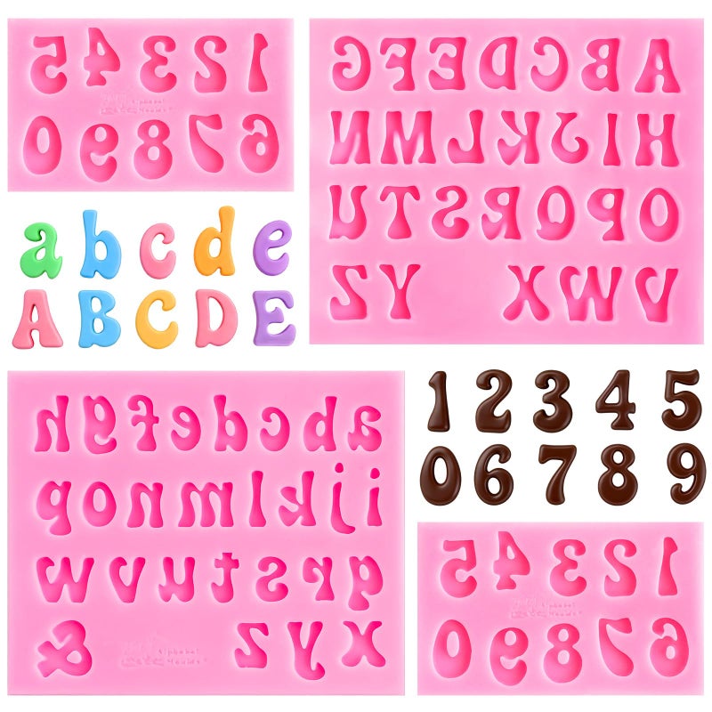 HKNMTT HKMTT Letter Molds Silicone for Chocolate Fondant Clay, Mini Size for Uppercase lowercase Alphabet Number Decorating Birthday Cake Strawberries Cake Pop Decorating Moulds BPA Free - Image 1