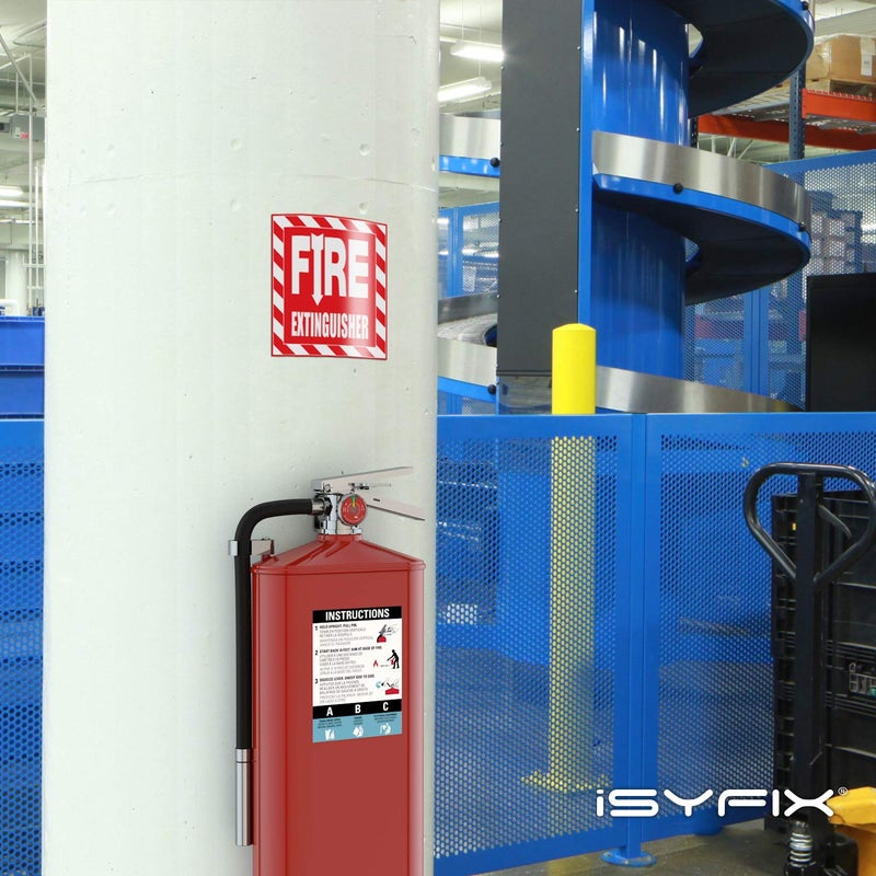 iSYFIX iSYFIX Fire Extinguisher Signs Stickers – 4 Pack 6x7 Inch – Premium Self-Adhesive Vinyl, Laminated for Ultimate UV, Weather, Scratch, Water and Fade Resistance, Indoor and Outdoor  - Image 4