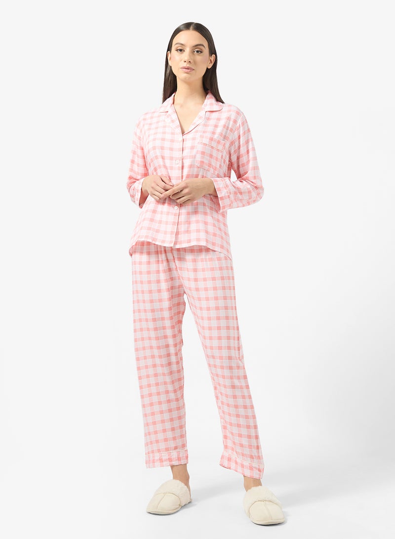 جينجر طقم بيجامة وقميص كاروهات بأزرار - Image 5