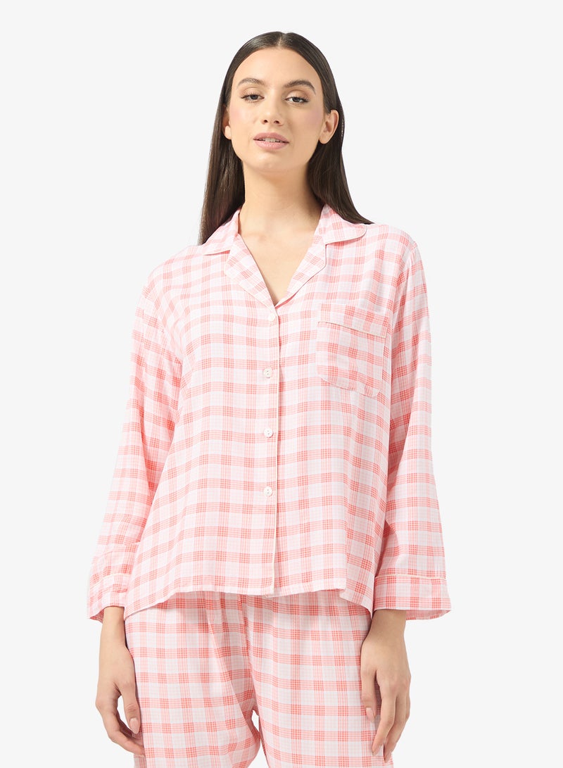 جينجر طقم بيجامة وقميص كاروهات بأزرار - Image 3