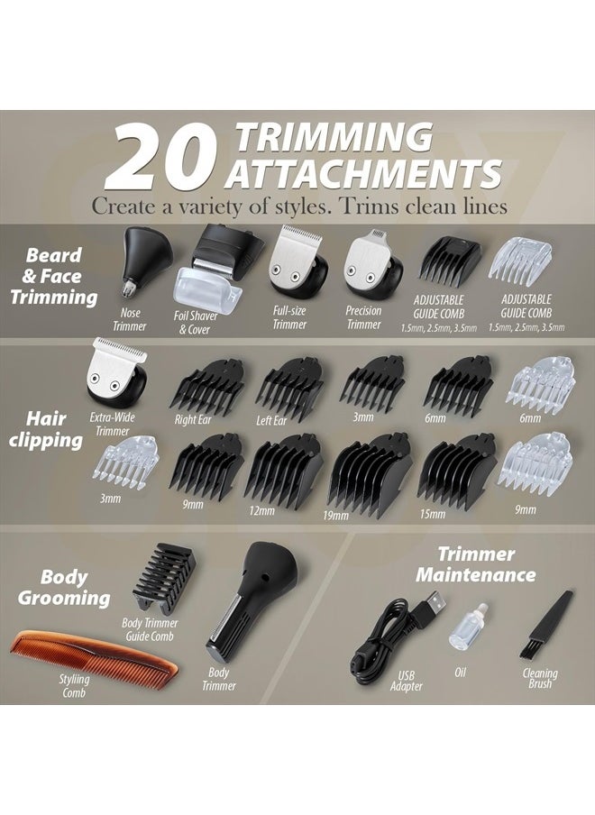 OLOV For Man - Beard Trimmer, All-in-One Mens Grooming Kit with Trimmer for Beard, Nose, Body, Groin and Face, Cordless Hair Clippers Electric Razor, Black - Image 1