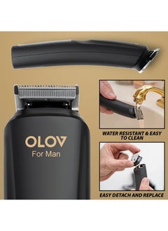 OLOV For Man Beard Trimmer, All-in-One Mens Grooming Kit with Trimmer for Beard, Nose, Body, Groin and Face, Cordless Hair Clippers Electric Razor, Black  - Image 4