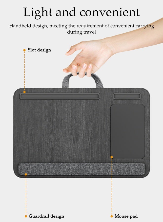 DUNISO Laptop Lap Desk，Portable Laptop Desk for Bed，Lap Desk with Mouse Pad & Pillow Cushion & Device Slots & Wrist Support and Carry Handle，for Bed, Couch, Studying, Writing, Reading, and Working - Image 3