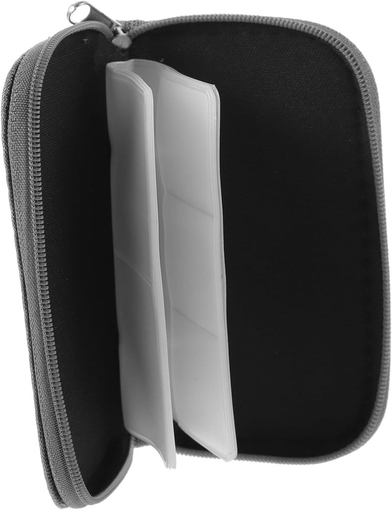 TEHAUX Memory Card Storage Organizer for Secure Digital Cards 8 Pages 22 Slots Portable Zipper Case in Gray - Image 1