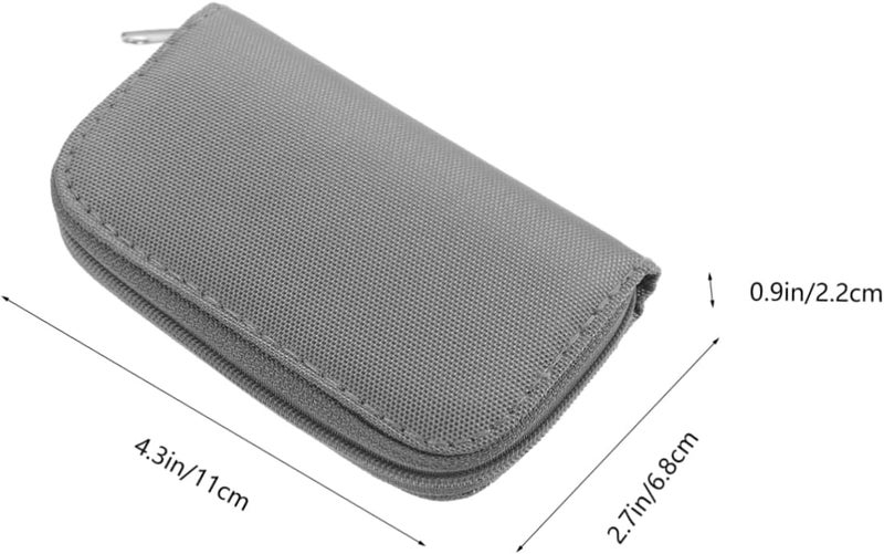 TEHAUX Memory Card Storage Organizer for Secure Digital Cards 8 Pages 22 Slots Portable Zipper Case in Gray - Image 2