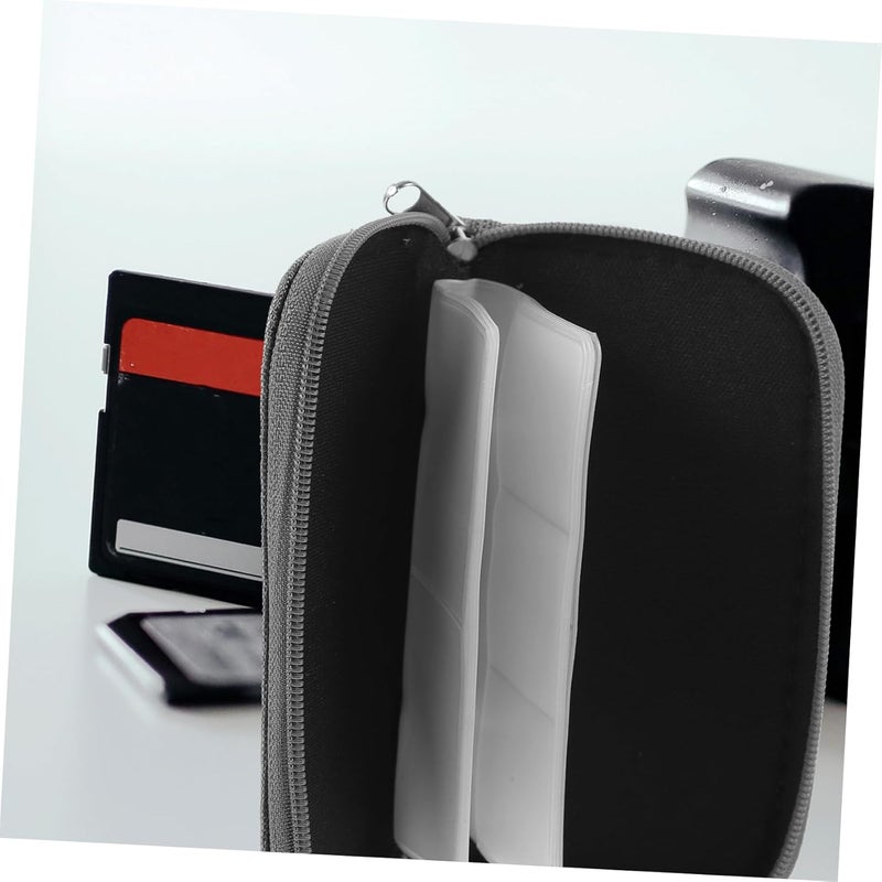TEHAUX Memory Card Storage Organizer for Secure Digital Cards 8 Pages 22 Slots Portable Zipper Case in Gray - Image 4