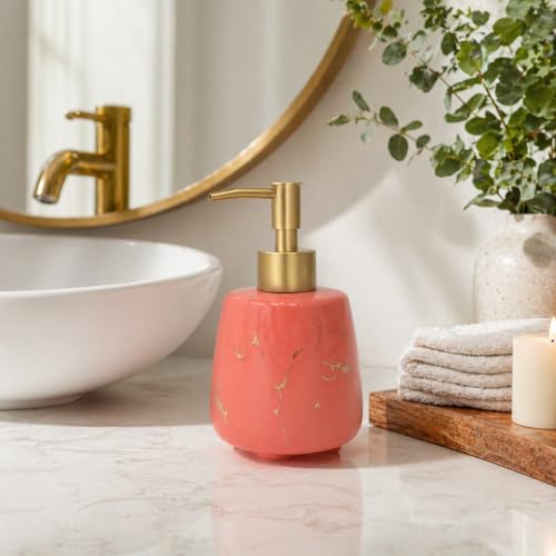 Whizzo® Durable Handwash Bottle for Wash Basin | Soap Dispenser for Kitchen | Shampoo Dispenser for Bathroom | Handwash Soap Dispenser Pump | Bathroom Accessories (Peach, 300ML, 153) - Image 3