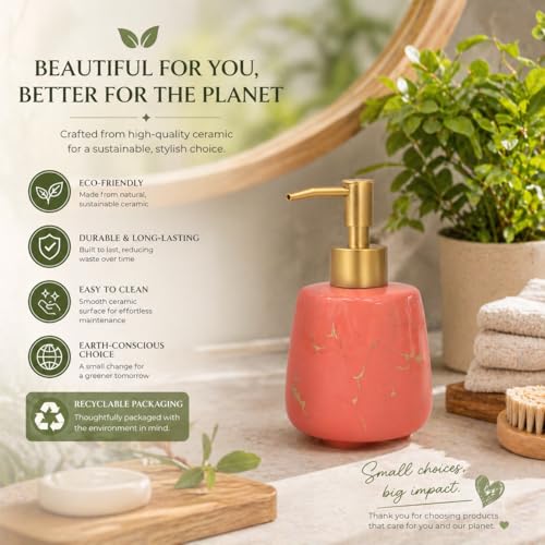 Whizzo® Durable Handwash Bottle for Wash Basin | Soap Dispenser for Kitchen | Shampoo Dispenser for Bathroom | Handwash Soap Dispenser Pump | Bathroom Accessories (Peach, 300ML, 153) - Image 4