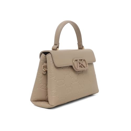 Akiki London Women's Strand Small Satchel Handbag|Premium Vegan Leather|Debossed Monogram|Adjustable and Detachable Strap|2 Spacious Compartments|Office bag for Women - Image 3