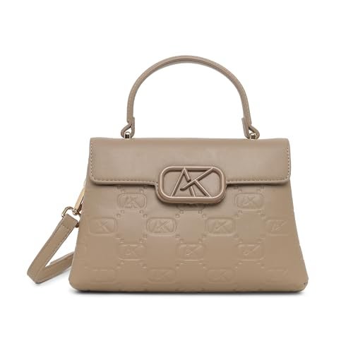 Akiki London Women's Strand Small Satchel Handbag|Premium Vegan Leather|Debossed Monogram|Adjustable and Detachable Strap|2 Spacious Compartments|Office bag for Women - Image 1