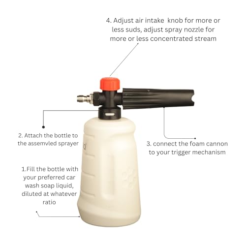 Starq New Advance Adjustable Pro Foam Lance/Cannon for Thick Clinging Foam, 1000 PSI, 1.1mm Orifice, Brass/ABS Nozzle,1/4" with Quick Connector, Plastic (FL2) - Image 3