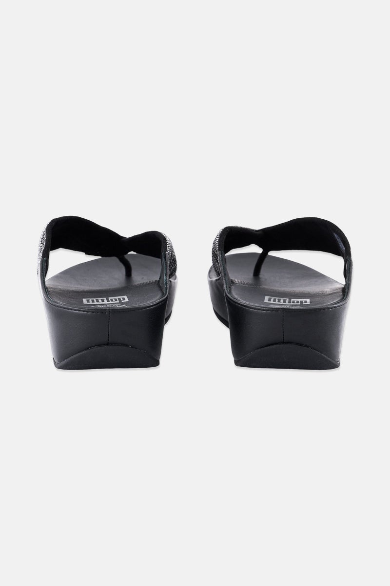 FitFlop صنادل نسائية مزينة بالكريستال، سوداء - Image 3