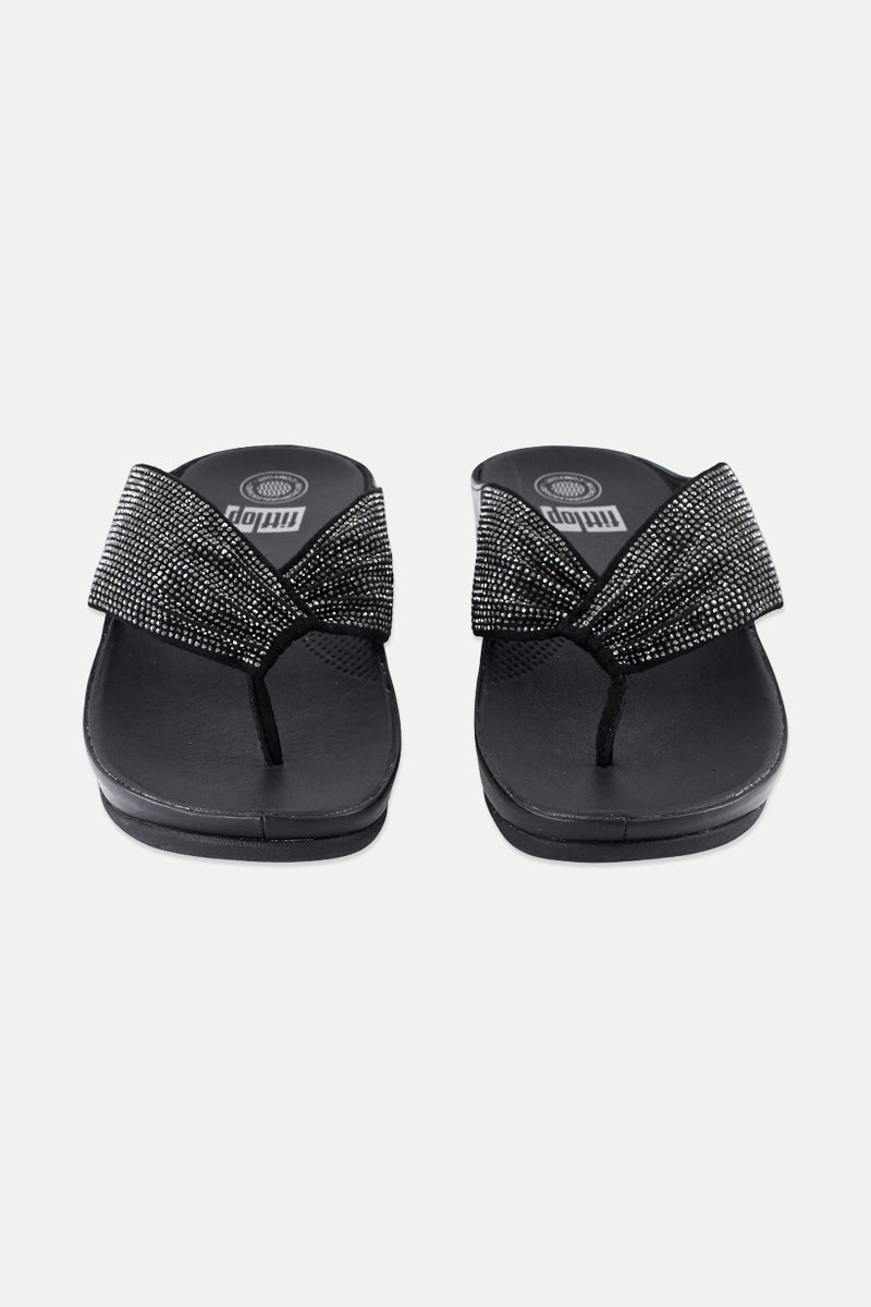 FitFlop صنادل نسائية مزينة بالكريستال، سوداء - Image 4