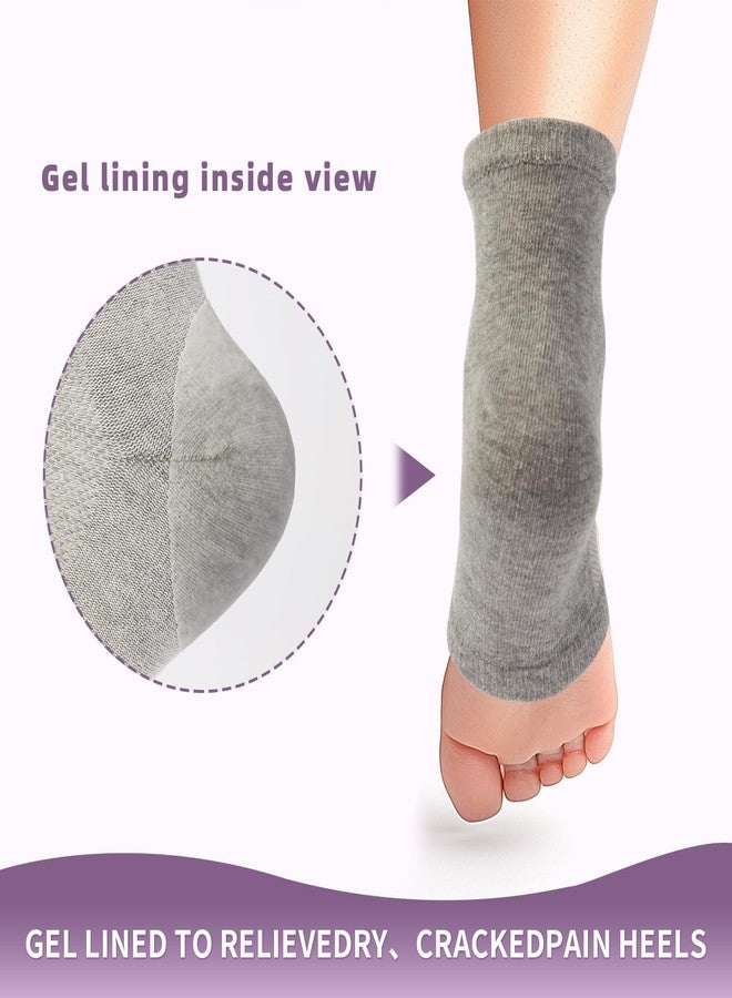 Untrytb 2 Pairs Silicone Socks for Dry Cracked Feet Women, Moisturizing Heel Socks, Gel Toeless Lotion Sock, Moisture Silicon Foot Sock for Cracked Heels Overnight by Untrytb - Image 2