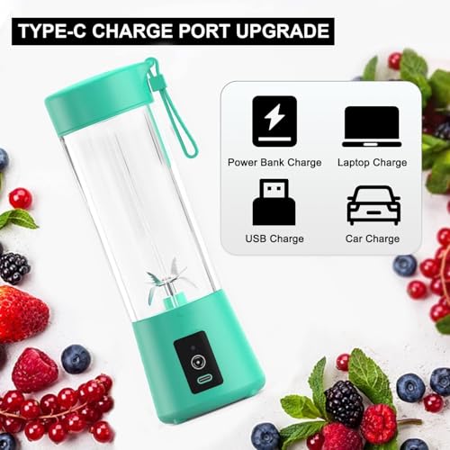 LUUKMONDE Portable Juicer Mixer Blender For Smoothies & Juices, Rechargeable 6 Blades Mini Bottle Juicer Blender Smoothie Shaker, Electric Travel Juice Maker Fruits Juice Grinder (Multi) - Image 5