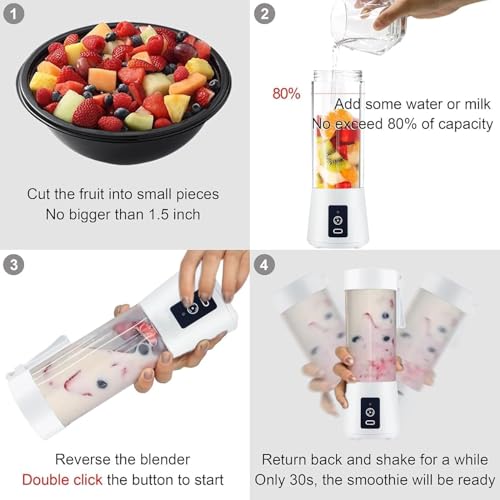 LUUKMONDE Portable Juicer Mixer Blender For Smoothies & Juices, Rechargeable 6 Blades Mini Bottle Juicer Blender Smoothie Shaker, Electric Travel Juice Maker Fruits Juice Grinder (Multi) - Image 4