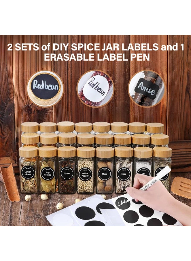 طقم برطمانات توابل زجاج 24 قطعة مع أغطية خشب - Image 3