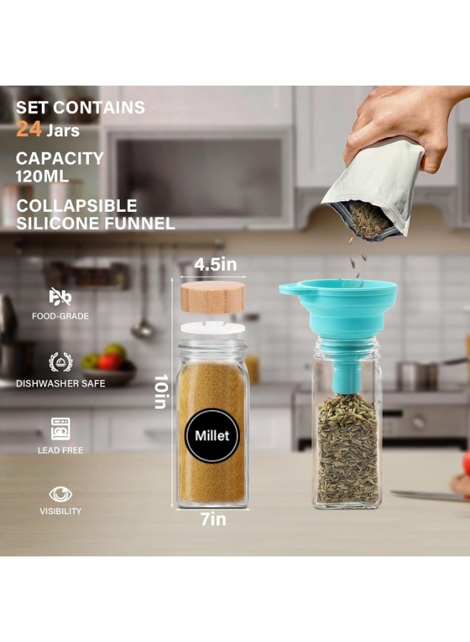 طقم برطمانات توابل زجاج 24 قطعة مع أغطية خشب - Image 2