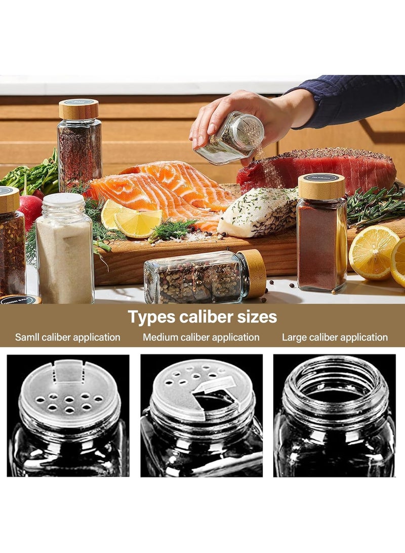 طقم برطمانات توابل زجاج 24 قطعة مع أغطية خشب - Image 4