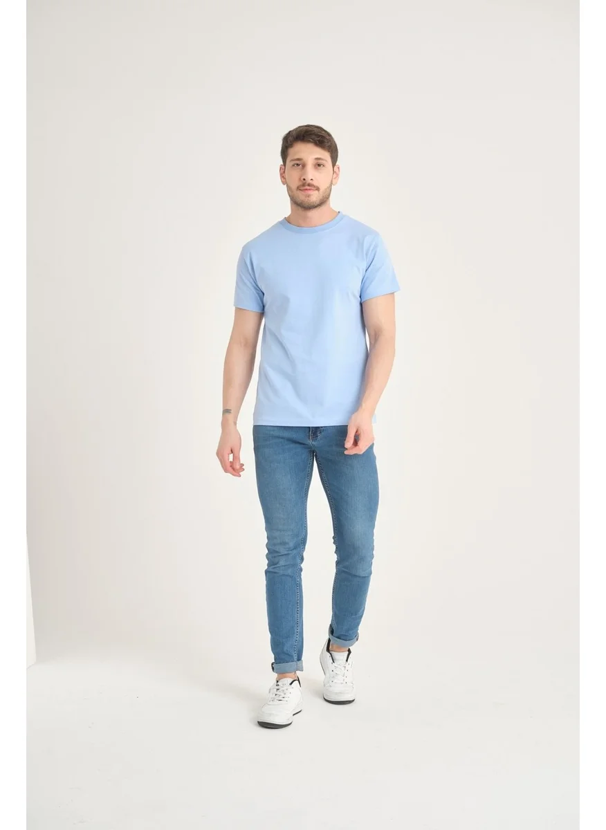 Four Man Men's Cotton Standard Cut Solid Color Basic T-Shirt with Non-Wrinkle Fabric Feature