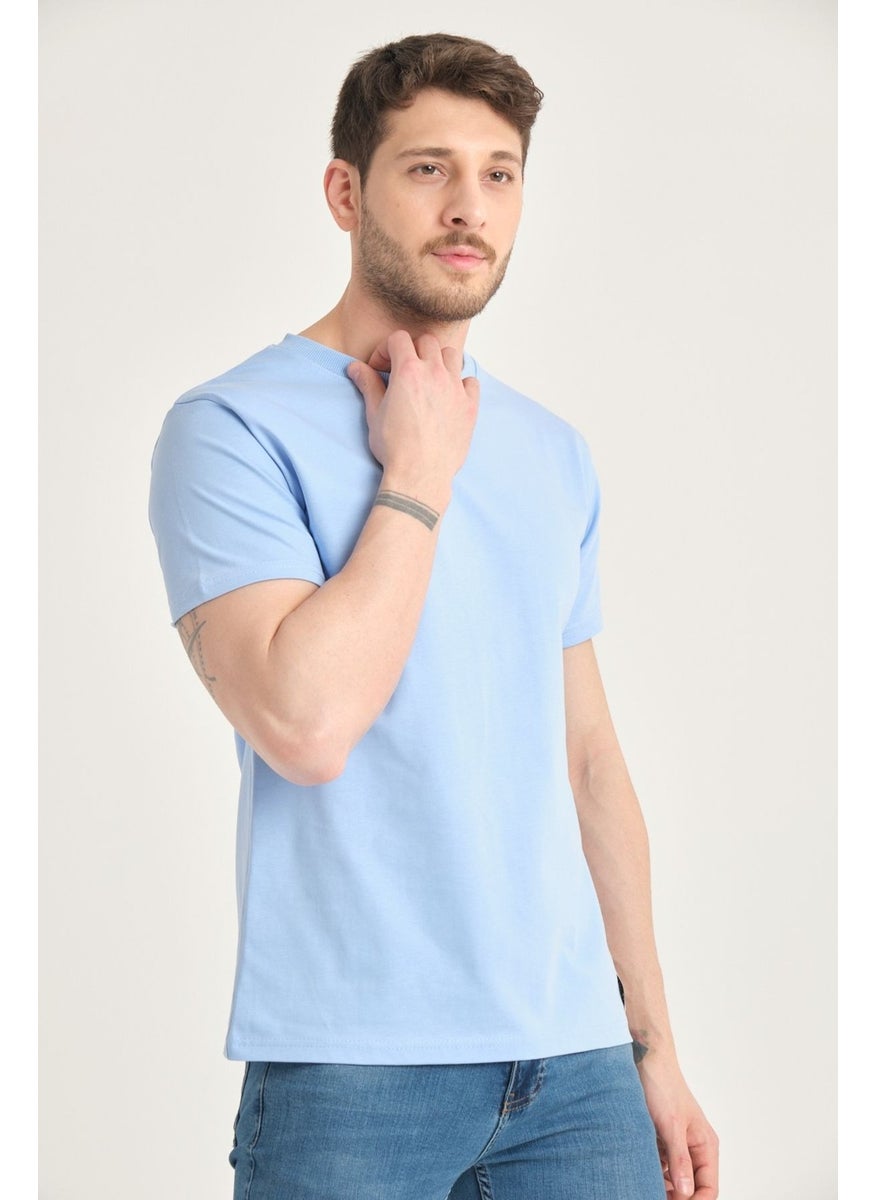 Four Man - Men's Cotton Standard Cut Solid Color Basic T-Shirt with Non-Wrinkle Fabric Feature - Image 1