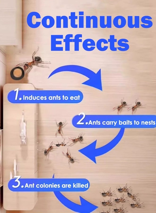 1 عبوة تحتوي على 8 قطع من مصائد النمل الفعالة على شكل جل للاستخدام المنزلي الداخلي على أسطح المطابخ وزوايا غرف المعيشة وأرضيات غرف النوم وفجوات الخزائن وأحواض الحمامات، تقضي على النمل الأحمر والأسود والأصفر وتحافظ على منزلك خاليًا من النمل. - Image 3