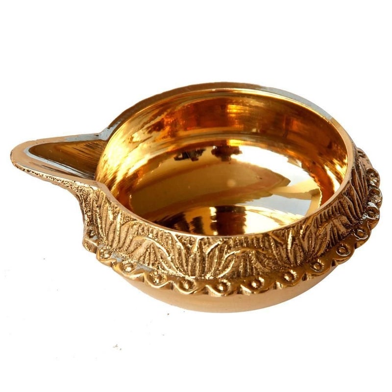 Skywalk Handmade Engraved Design Indian Puja Brass Oil Lamp -Kuber Deepak -3 inch - Image 4