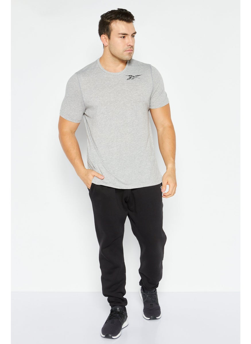 Reebok Men Sportswear Fit Short Sleeve Training T-shirts, Grey  - Image 3