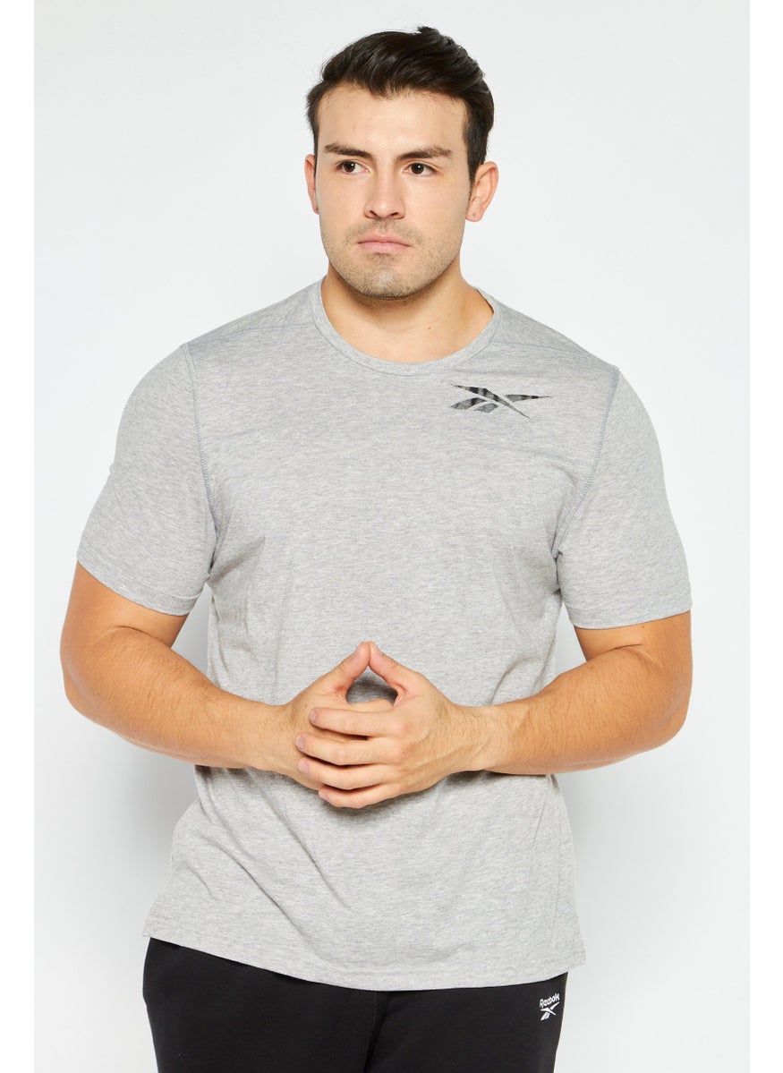 Reebok Men Sportswear Fit Short Sleeve Training T-shirts, Grey  - Image 1