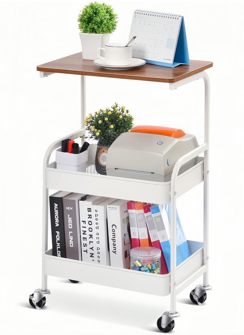 Utility Cart with Wooden Table Top, 3-Tier Metal Rolling Storage Cart, Black Trolley Kitchen Organizer Rolling Desk with Locking Wheels for Office Classroom Home - pzsku/Z4C785130E3E4566D2827Z/45/_/1732765749/8eeb02f0-17e0-4ce1-b2ef-62beca400991