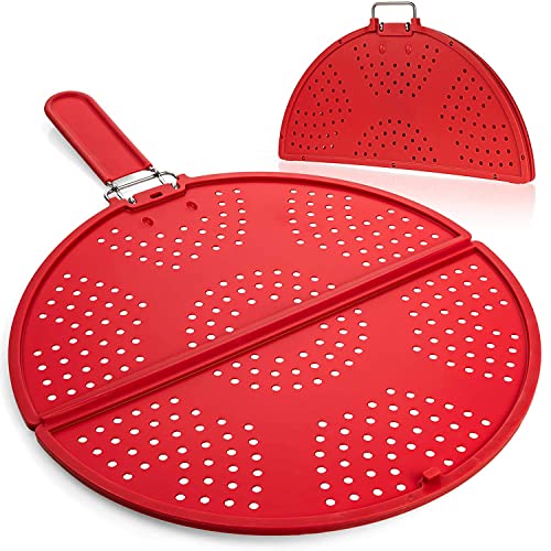 K KIRKWOOD KITCHEN Splatter Screen for Frying Pan Foldable Grease Splatter Guard Silicone Splatter Shields Multifunction Oil Screen for Skillet with Folding Handle Bacon Splatter Screen Strainer - Image 1