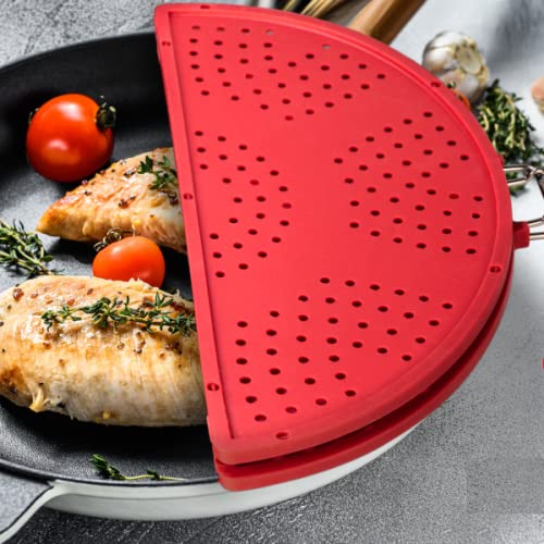 K KIRKWOOD KITCHEN Splatter Screen for Frying Pan Foldable Grease Splatter Guard Silicone Splatter Shields Multifunction Oil Screen for Skillet with Folding Handle Bacon Splatter Screen Strainer - Image 4