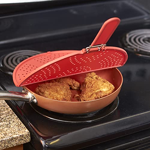 K KIRKWOOD KITCHEN Splatter Screen for Frying Pan Foldable Grease Splatter Guard Silicone Splatter Shields Multifunction Oil Screen for Skillet with Folding Handle Bacon Splatter Screen Strainer - Image 3
