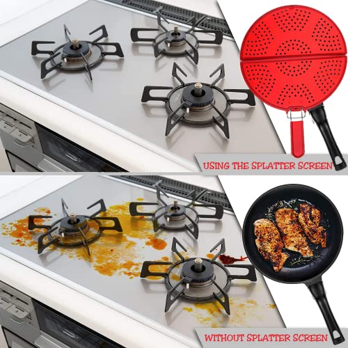 K KIRKWOOD KITCHEN Splatter Screen for Frying Pan Foldable Grease Splatter Guard Silicone Splatter Shields Multifunction Oil Screen for Skillet with Folding Handle Bacon Splatter Screen Strainer - Image 2