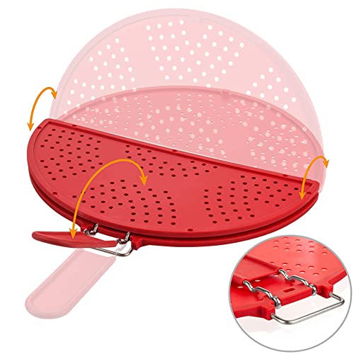 K KIRKWOOD KITCHEN Splatter Screen for Frying Pan Foldable Grease Splatter Guard Silicone Splatter Shields Multifunction Oil Screen for Skillet with Folding Handle Bacon Splatter Screen Strainer - Image 5