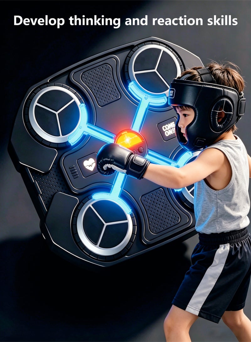 loven Kids Music Punching Ball - Smart Wall Mounted Boxing Trainer with LED Lights & Music Games, Fun Home Fitness Equipment for Children, Ideal Gift for Active Kids (Black) - Image 1