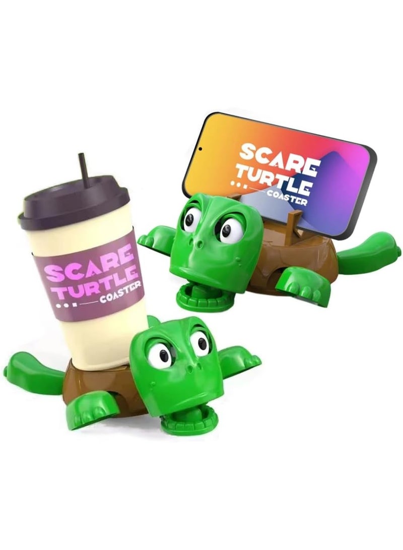حامل موبايل واكواب بتصميم سلحفاة مخيفة، ملحق لطيف لسطح المكتب، تصميم تمساح اخضر، حامل مزدوج الاغراض - Image 1