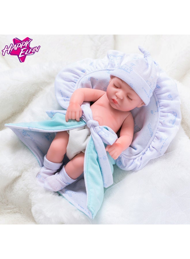 Simulation Baby Vinyl Doll Doll Children's Doll Soothing Sleeping Soft Rubber Rebirth Doll Girl Toy-Color:Q10-056C Orchid Quilt-Height:Eyes Open Doll - Image 1